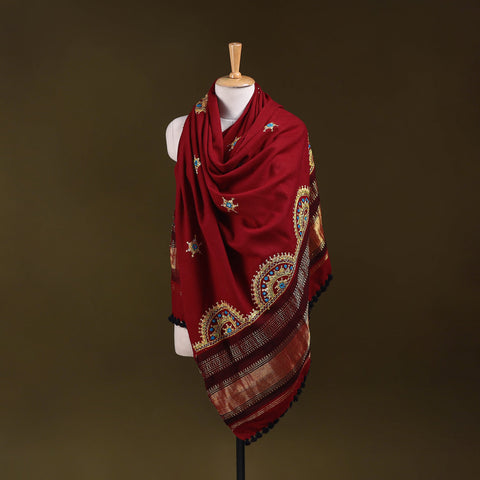 Red - kutch mirror work handwoven neran hand embroidery