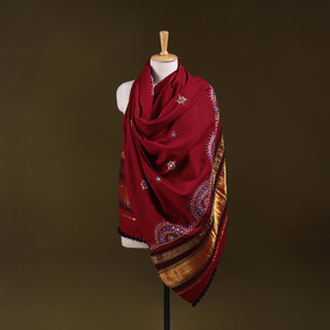 Red - kutch mirror work handwoven neran hand embroidery