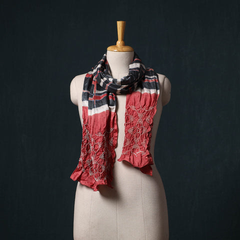 Kutch modal silk clamp dyed bandhani shibori stole 07