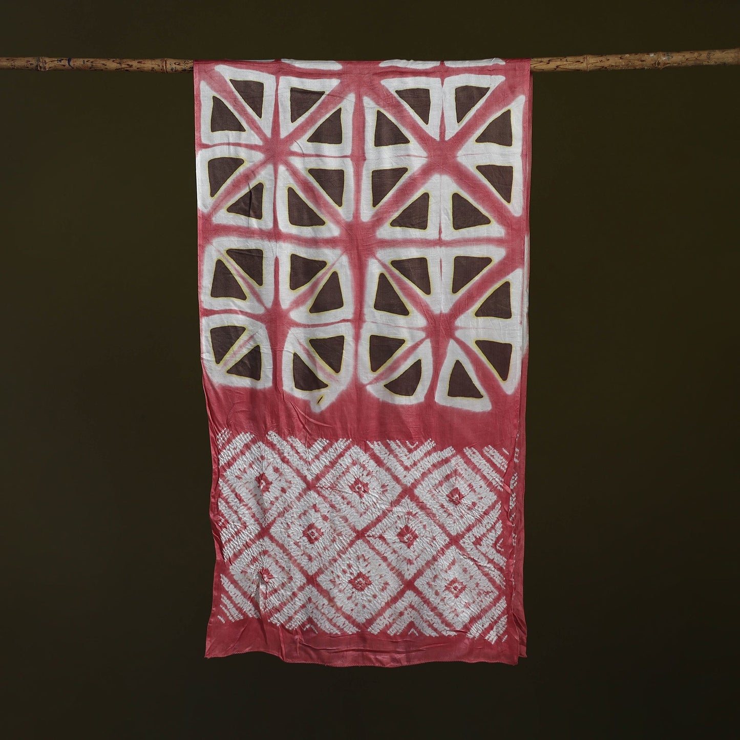 Kutch modal silk clamp dyed shibori stole 05 - handcrafted