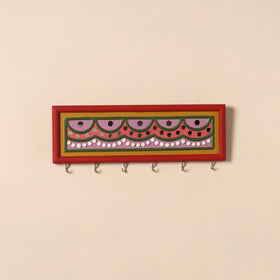 Kutch mud mirror work lippan art key holder (4 x 12 in) 01