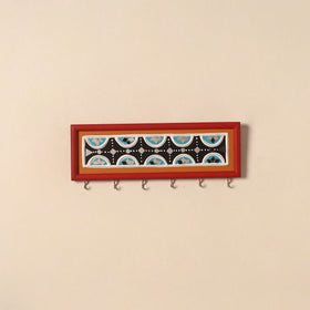 Kutch mud mirror work lippan art key holder (4 x 12 in) 21