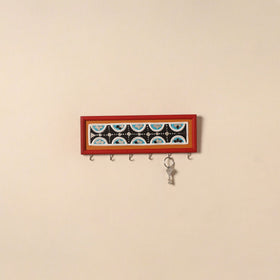 Kutch mud mirror work lippan art key holder (4 x 12 in) 21