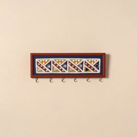 Kutch mud mirror work lippan art key holder (4 x 12 in) 24