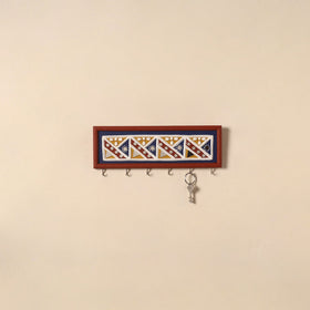 Kutch mud mirror work lippan art key holder (4 x 12 in) 24