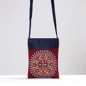 Kutch Neran Hand Embroidery Mashru Silk Sling Bag