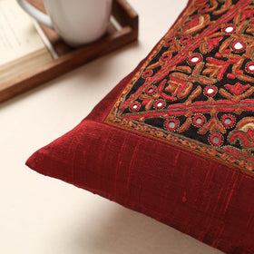 Buy Red Kutch Pakko Hand Embroidery Silk Cushion Cover