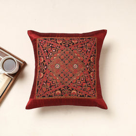 Buy Red Kutch Pakko Hand Embroidery Silk Cushion Cover