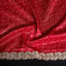 Kutch printed modal silk blouse piece with lace work 13