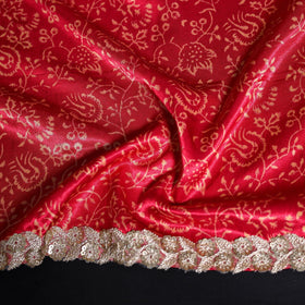 Kutch printed modal silk blouse piece with lace work 16