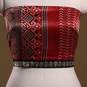 Kutch printed modal silk blouse piece with lace work 24