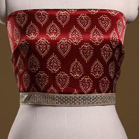 Kutch printed modal silk blouse piece with lace work 28