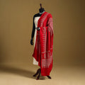 Red - kutch printed rayon dupatta 05 - handcrafted
