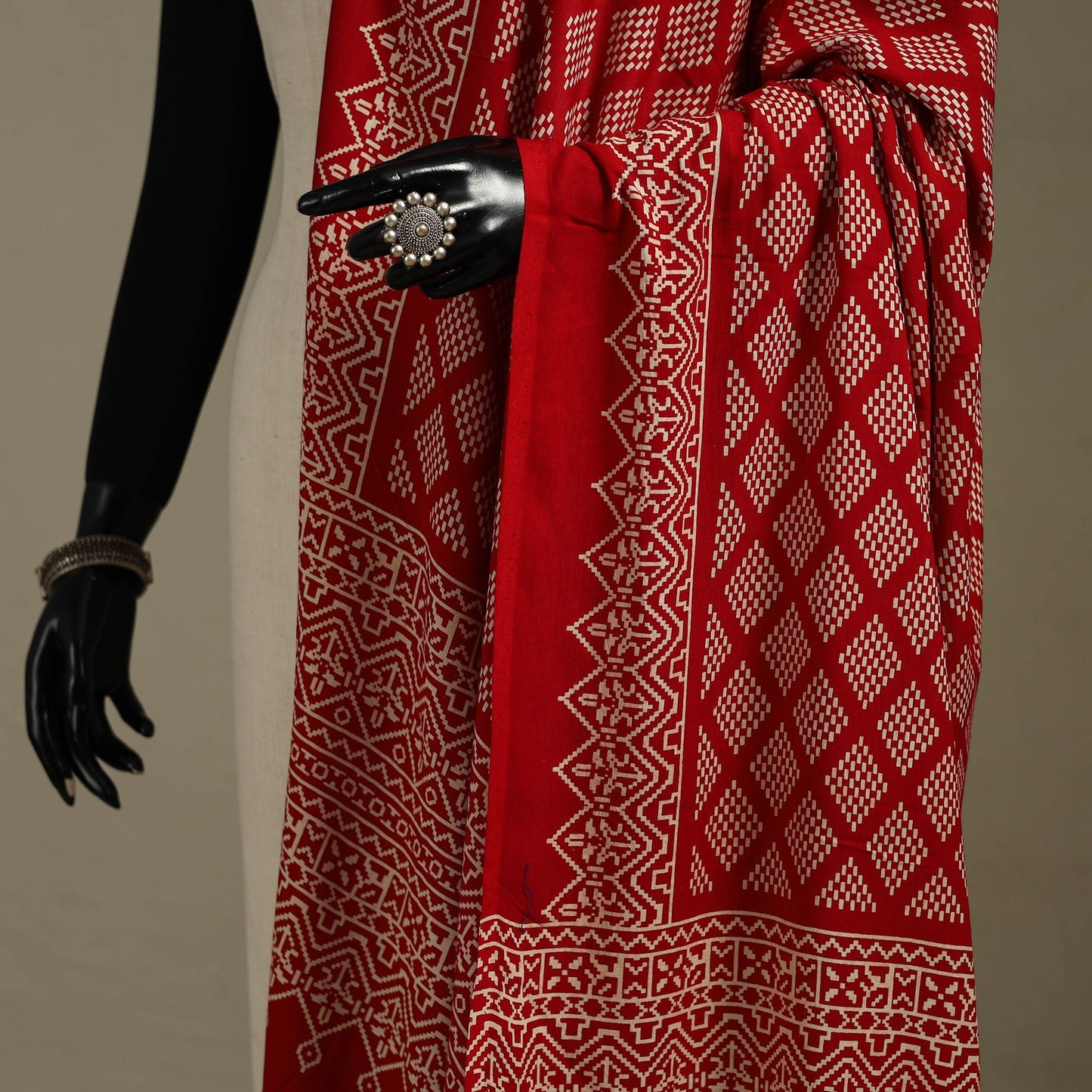 Kutch printed rayon dupatta 54 - handcrafted