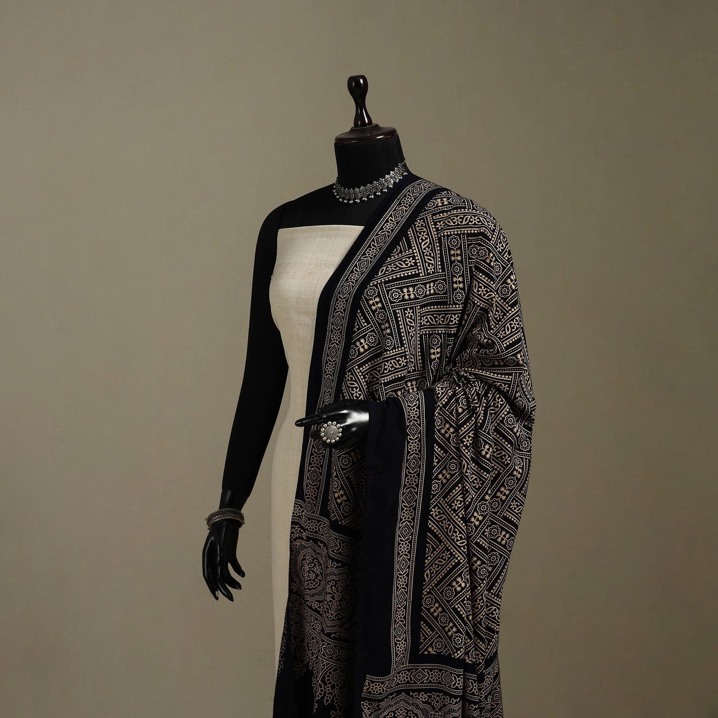 Kutch printed rayon dupatta 58 - handcrafted