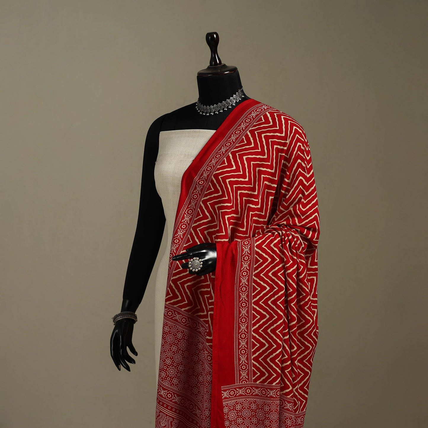 Kutch printed rayon dupatta 59 - handcrafted