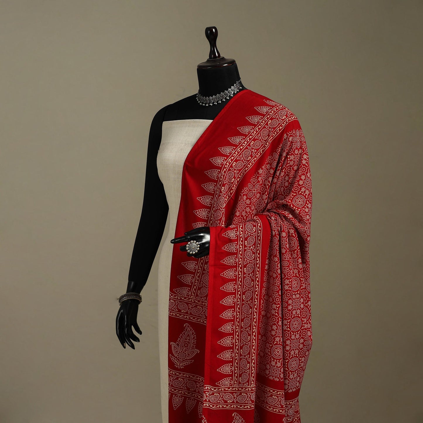 Kutch printed rayon dupatta 61 - handcrafted