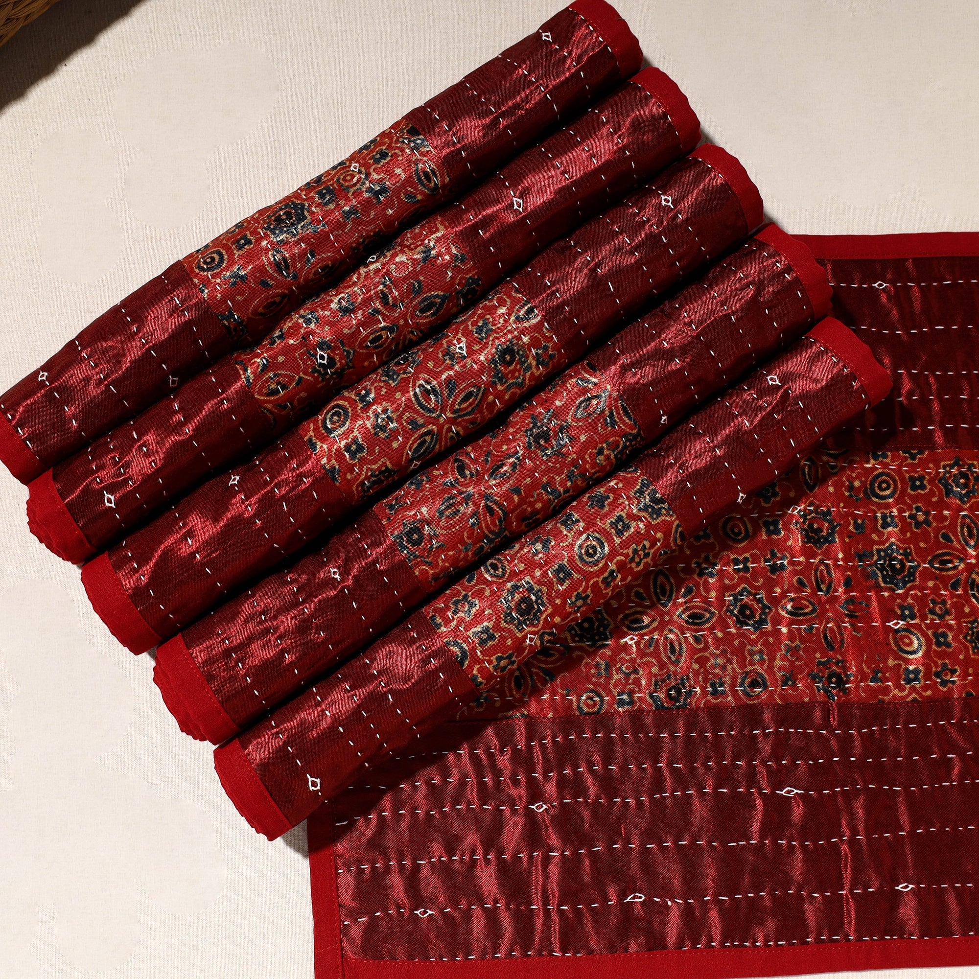  Red Tagai Embroidery Table Mats