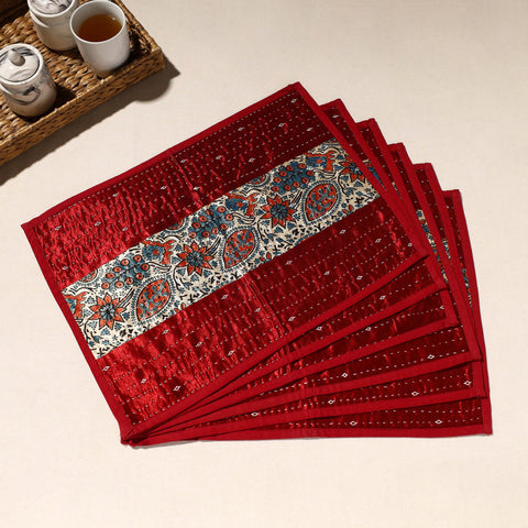  Red Tagai Embroidery Table Mats