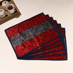  Red Tagai Embroidery Table Mats