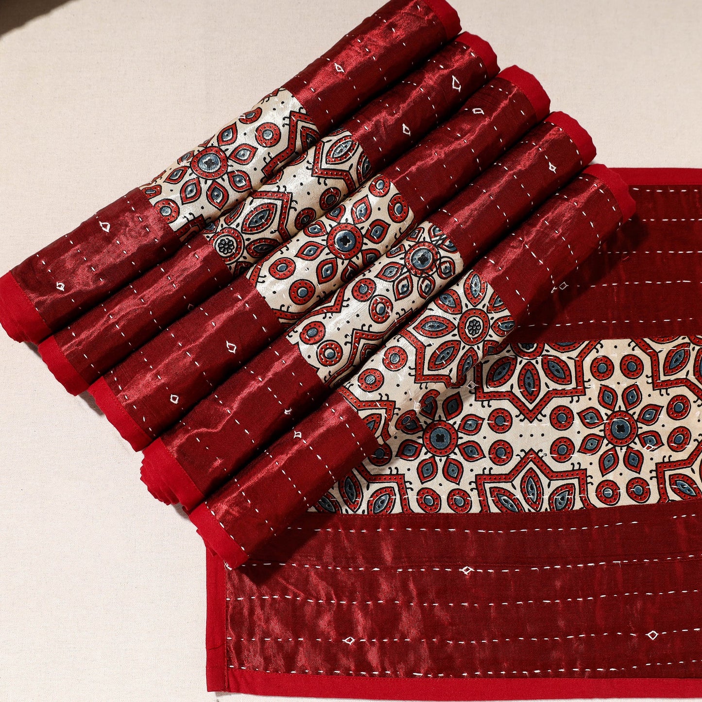  Red Tagai Embroidery Table Mats