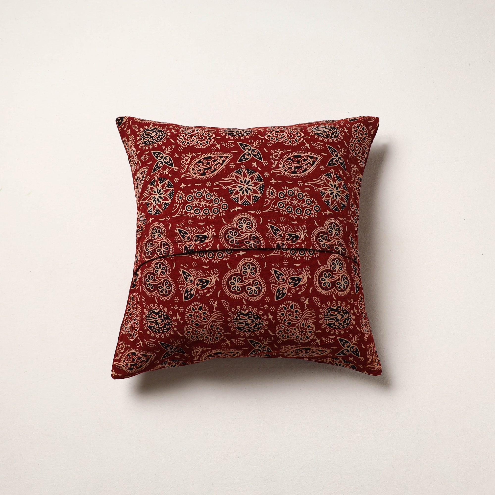 Red - kutch tagai work mashru silk patchwork cushion cover