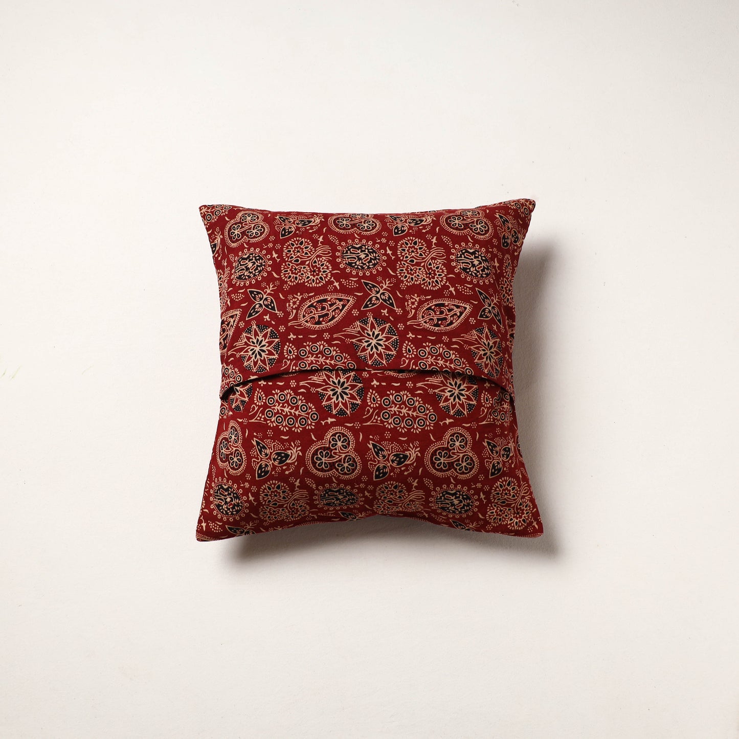 Red - kutch tagai work mashru silk patchwork cushion cover
