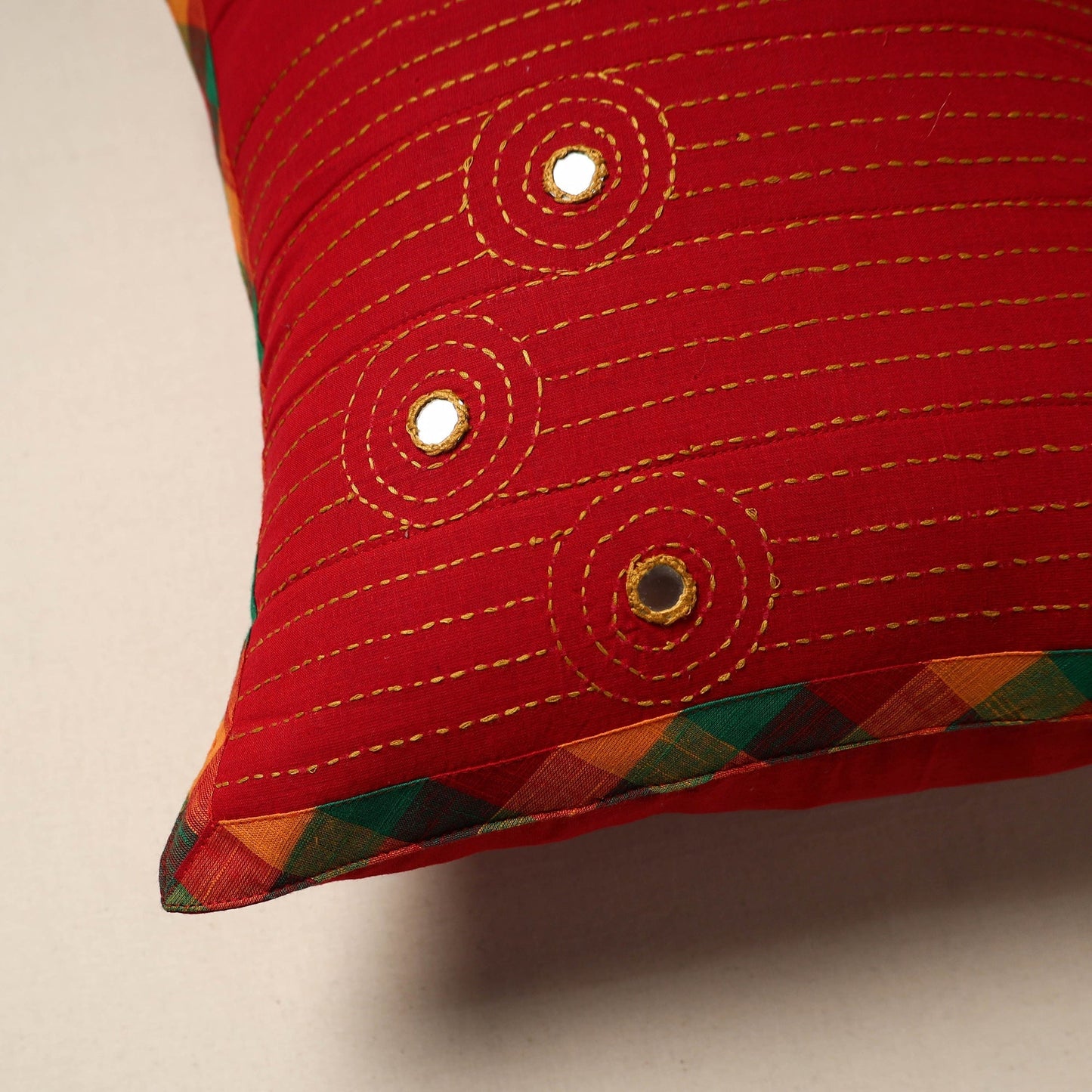 Kutch tagai work quilted cushion cover (16 x 16 in) 11