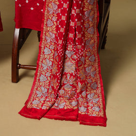 Kutch tie-dye bandhani dupion silk zari work 3pc unstitched