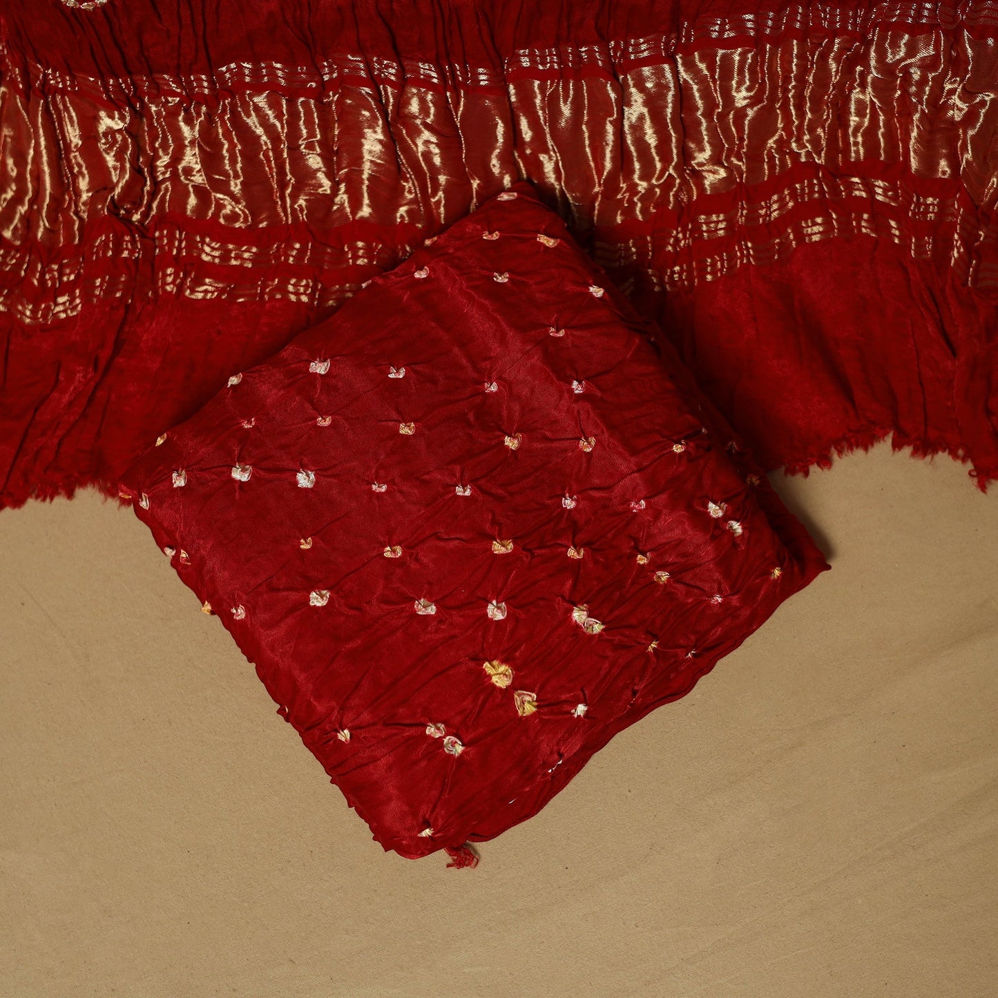 Kutch tie-dye bandhani modal silk 3pc unstitched dress