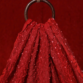 Red - kutch tie-dye chanderi silk bandhani fabric 04