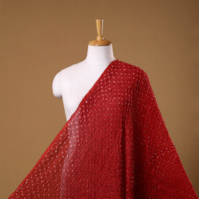 Red - kutch tie-dye chanderi silk bandhani fabric 04