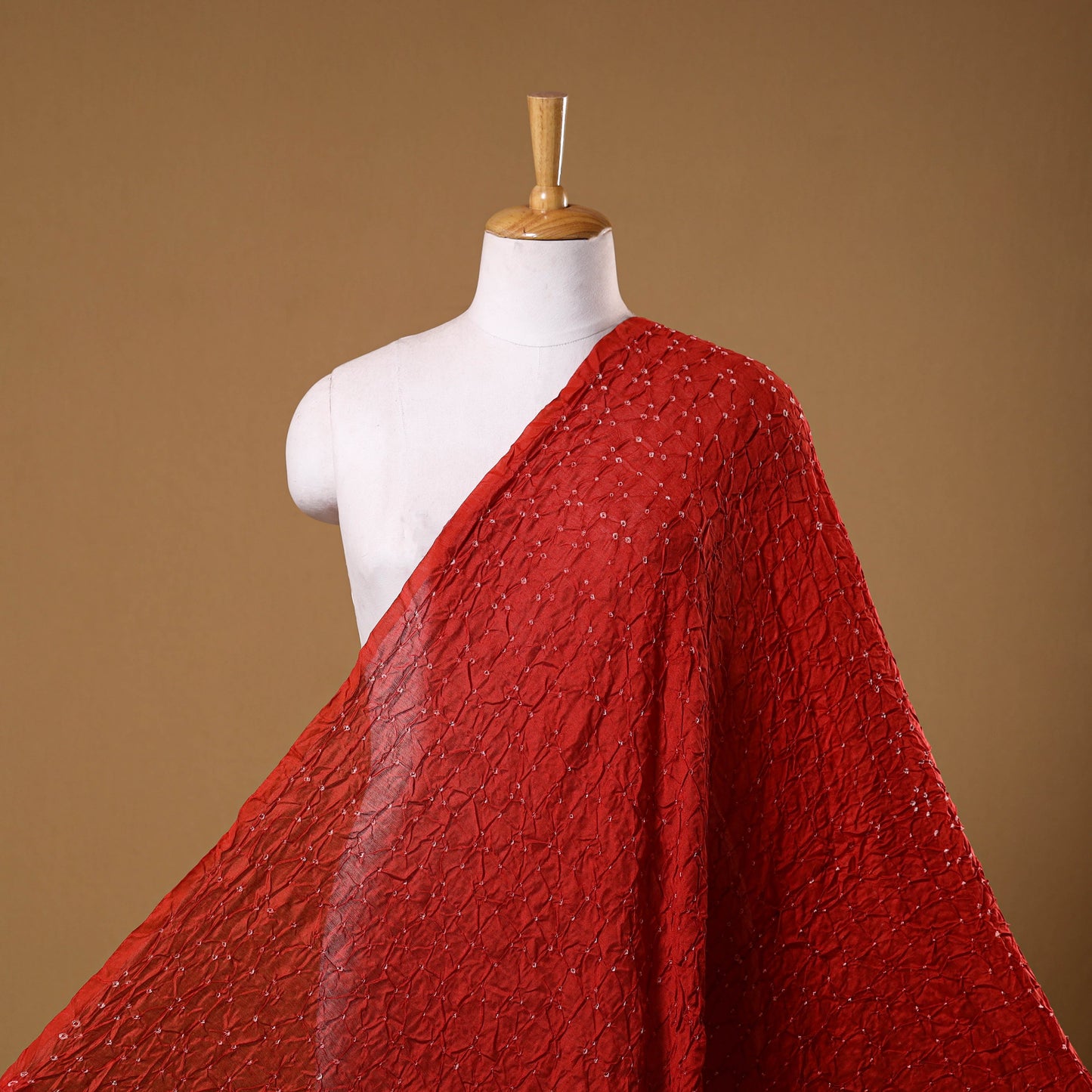 Red - kutch tie-dye chanderi silk bandhani fabric 10