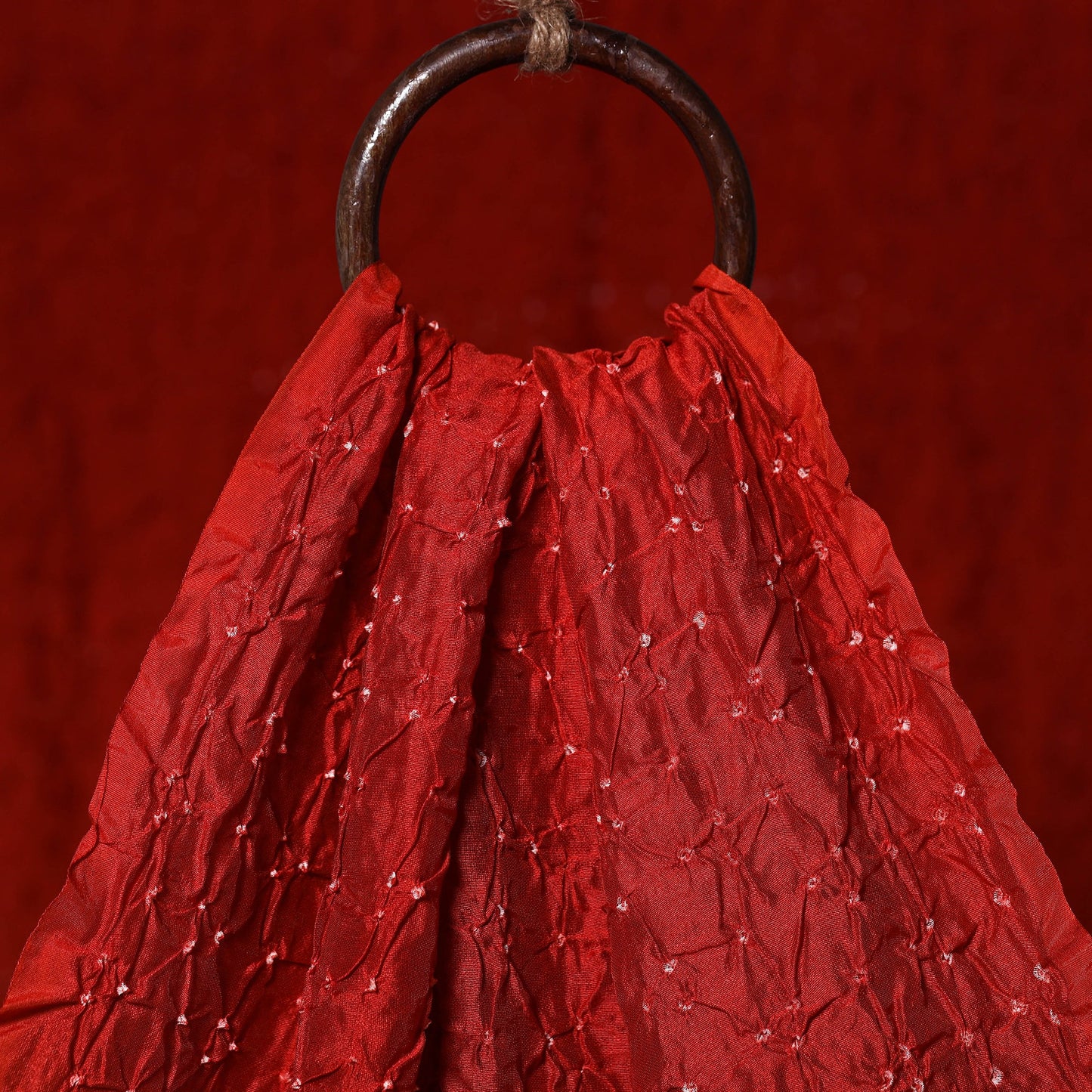 Red - kutch tie-dye chanderi silk bandhani fabric 10