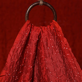 Red - kutch tie-dye chanderi silk bandhani fabric 10