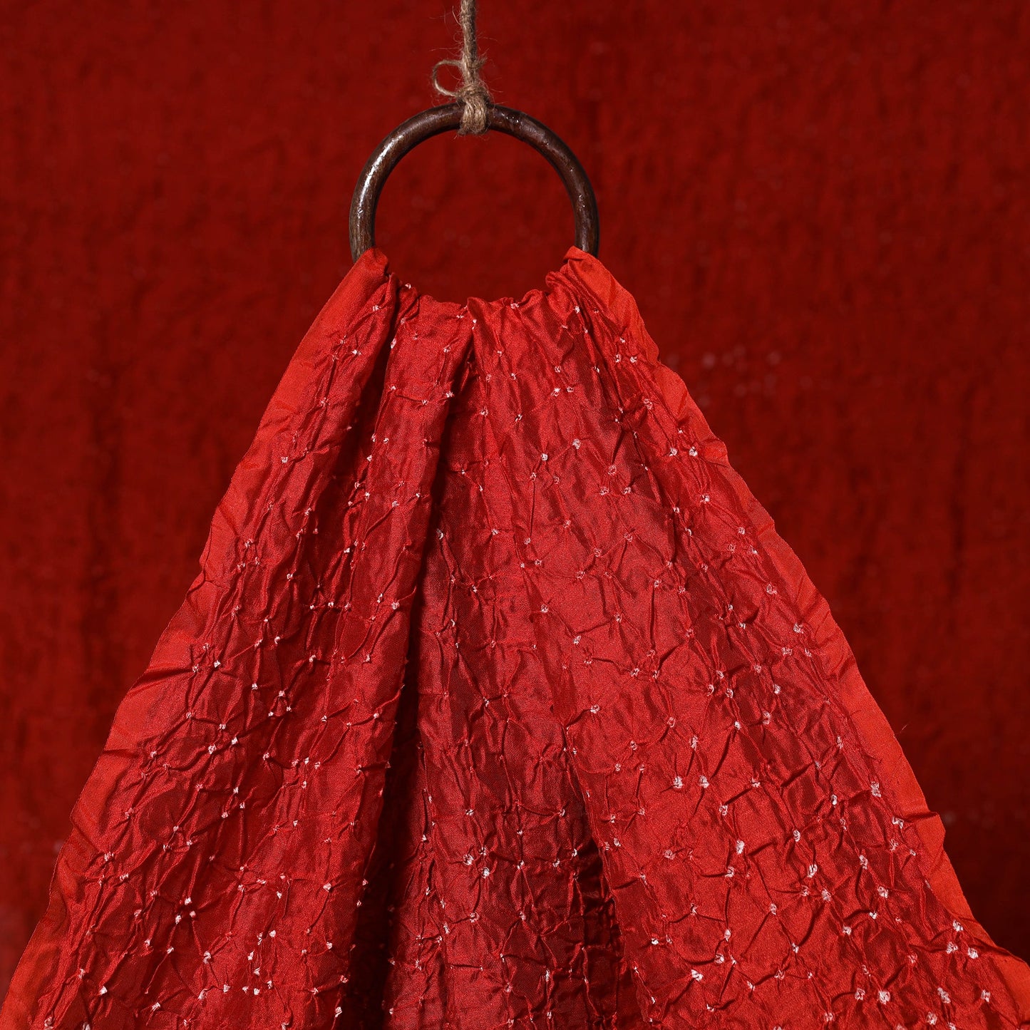 Red - kutch tie-dye chanderi silk bandhani fabric 10