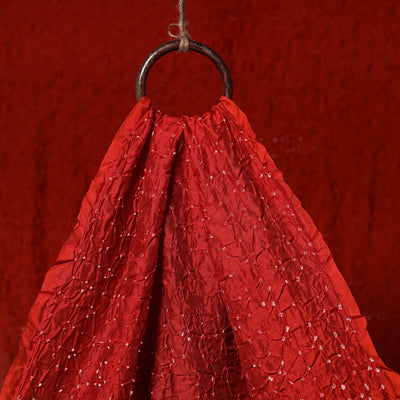 Red - kutch tie-dye chanderi silk bandhani fabric 10