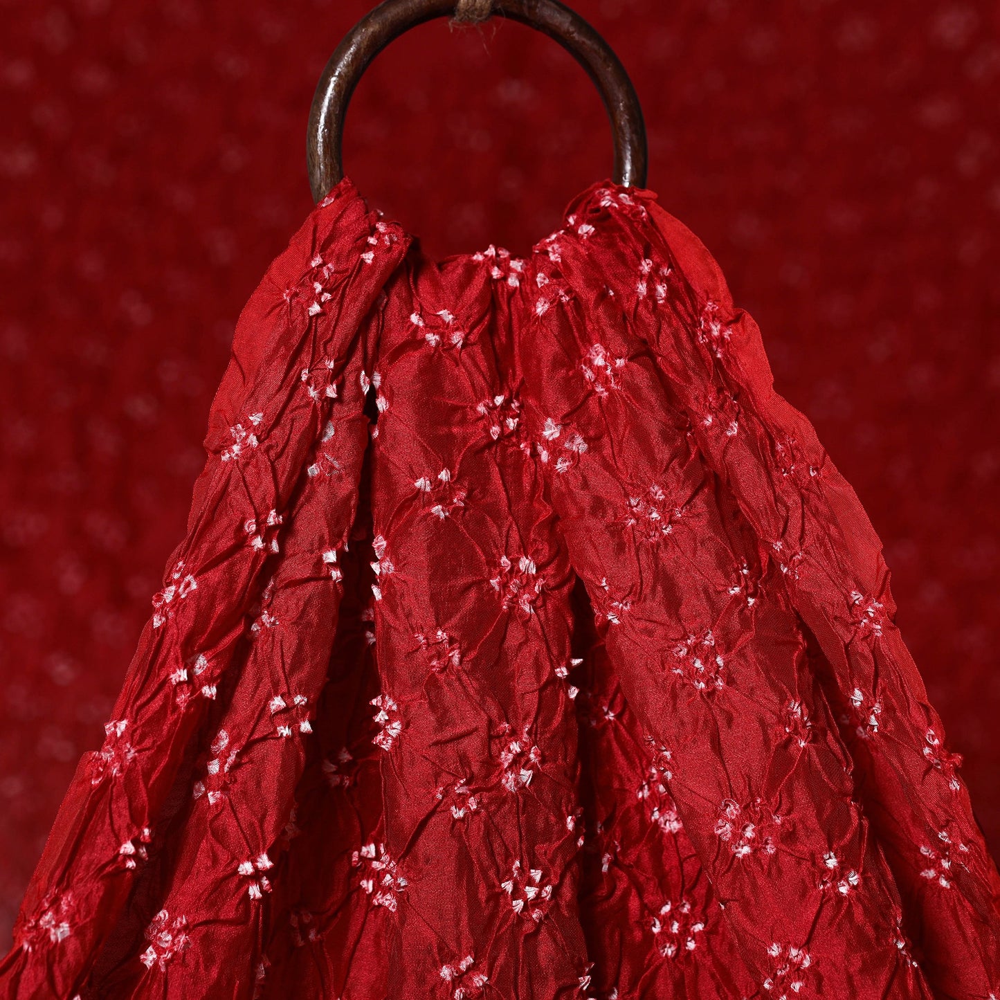 Red - kutch tie-dye chanderi silk bandhani fabric 13