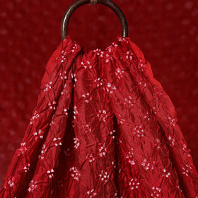 Red - kutch tie-dye chanderi silk bandhani fabric 13