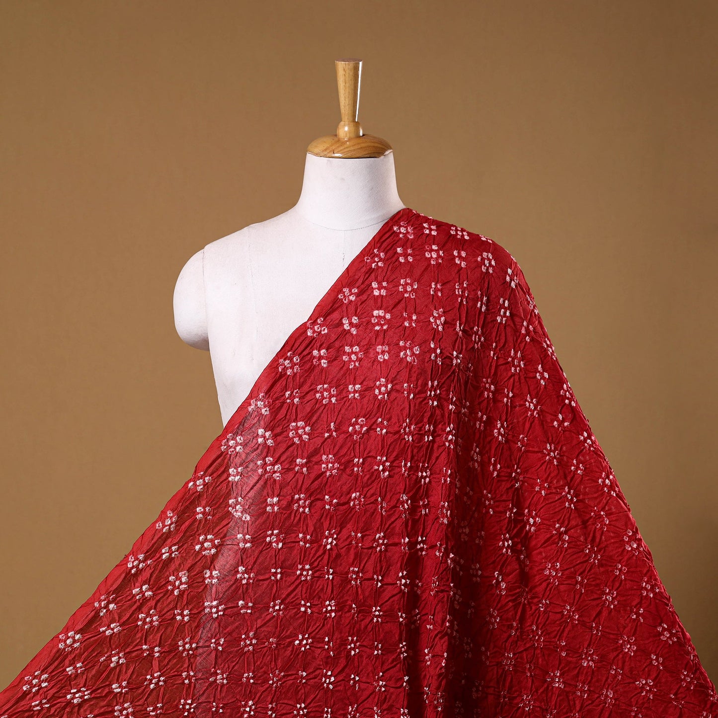 Red - kutch tie-dye chanderi silk bandhani fabric 13