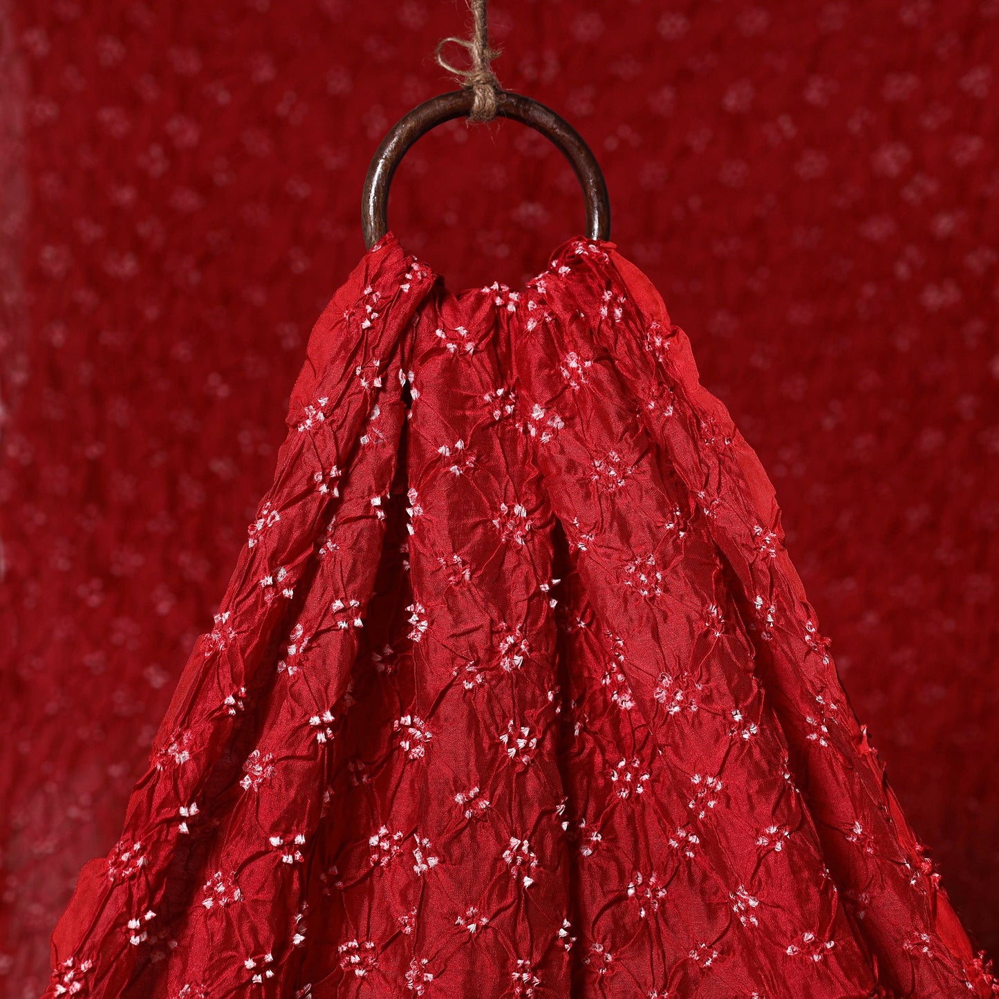 Red - kutch tie-dye chanderi silk bandhani fabric 13