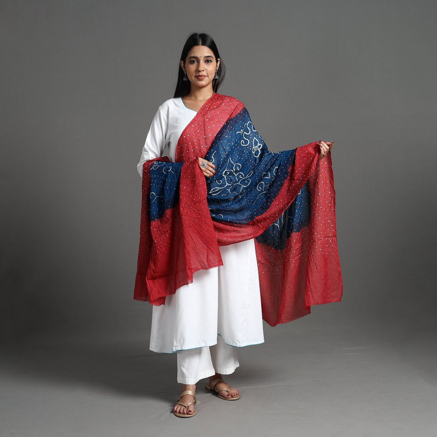  Authentic Red Bandhani Cotton Dupatta 