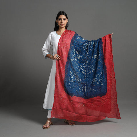  Authentic Red Bandhani Cotton Dupatta 