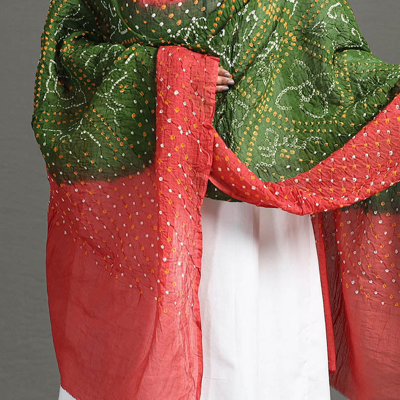 Red - Kutch Tie-Dye Cotton Bandhani Dupatta 14