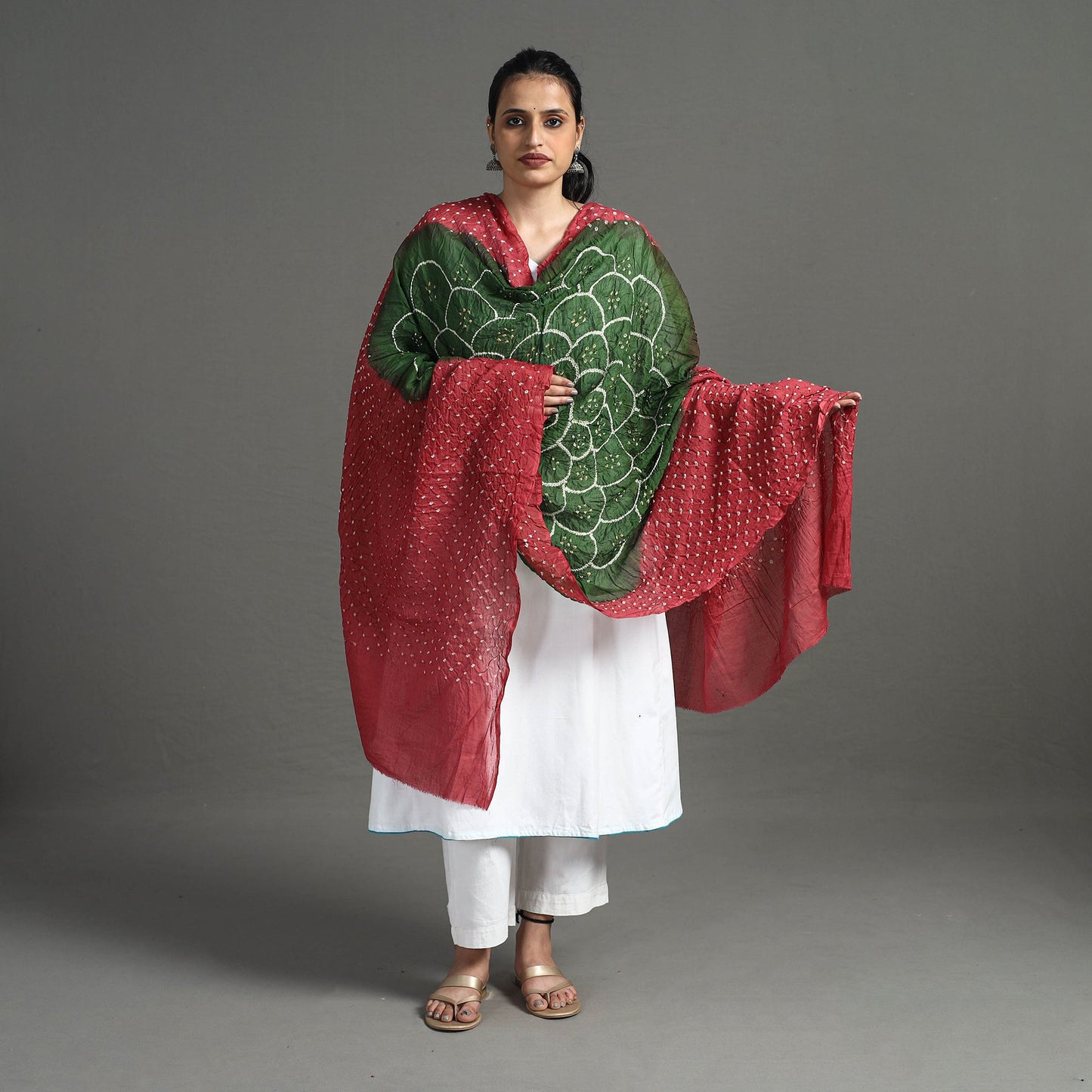 Red - Kutch Tie-Dye Cotton Bandhani Dupatta 21