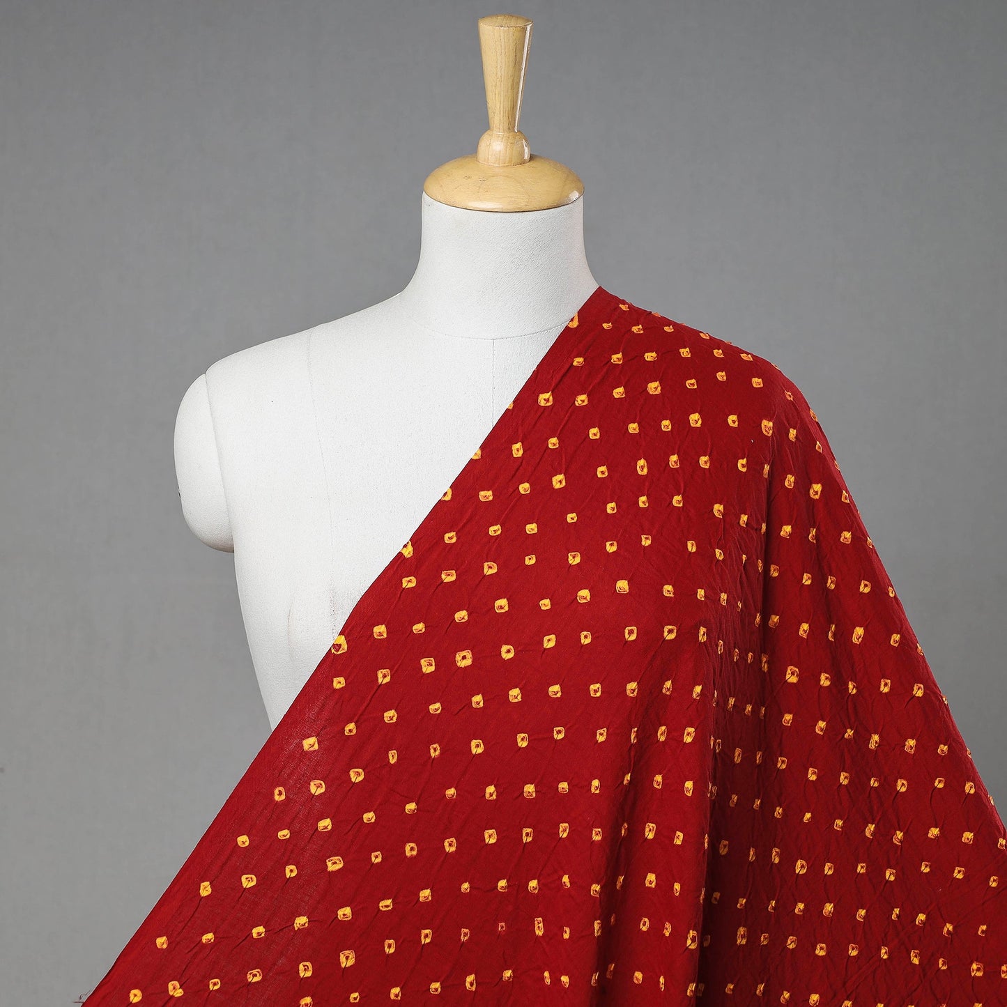 Red Kutch Tie-Dye Mul Cotton Bandhani Fabric