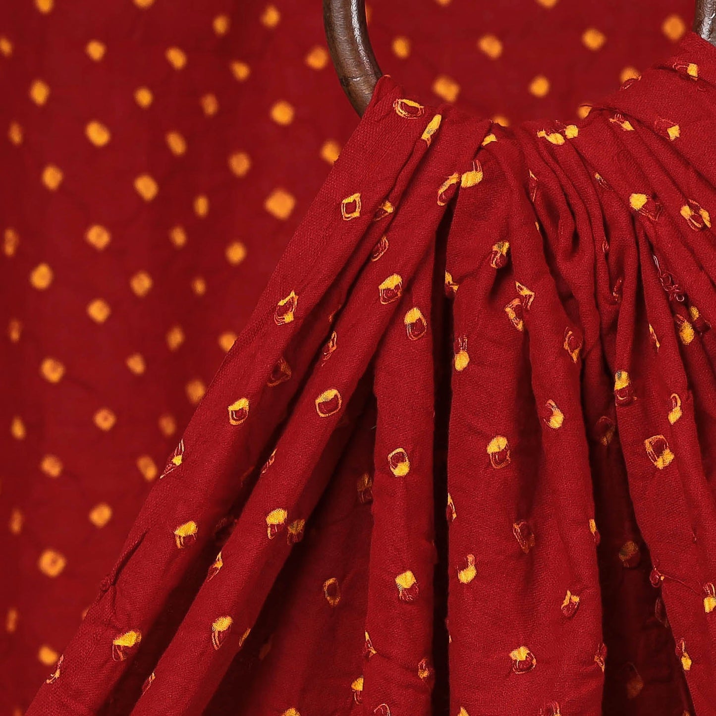 Red Kutch Tie-Dye Mul Cotton Bandhani Fabric