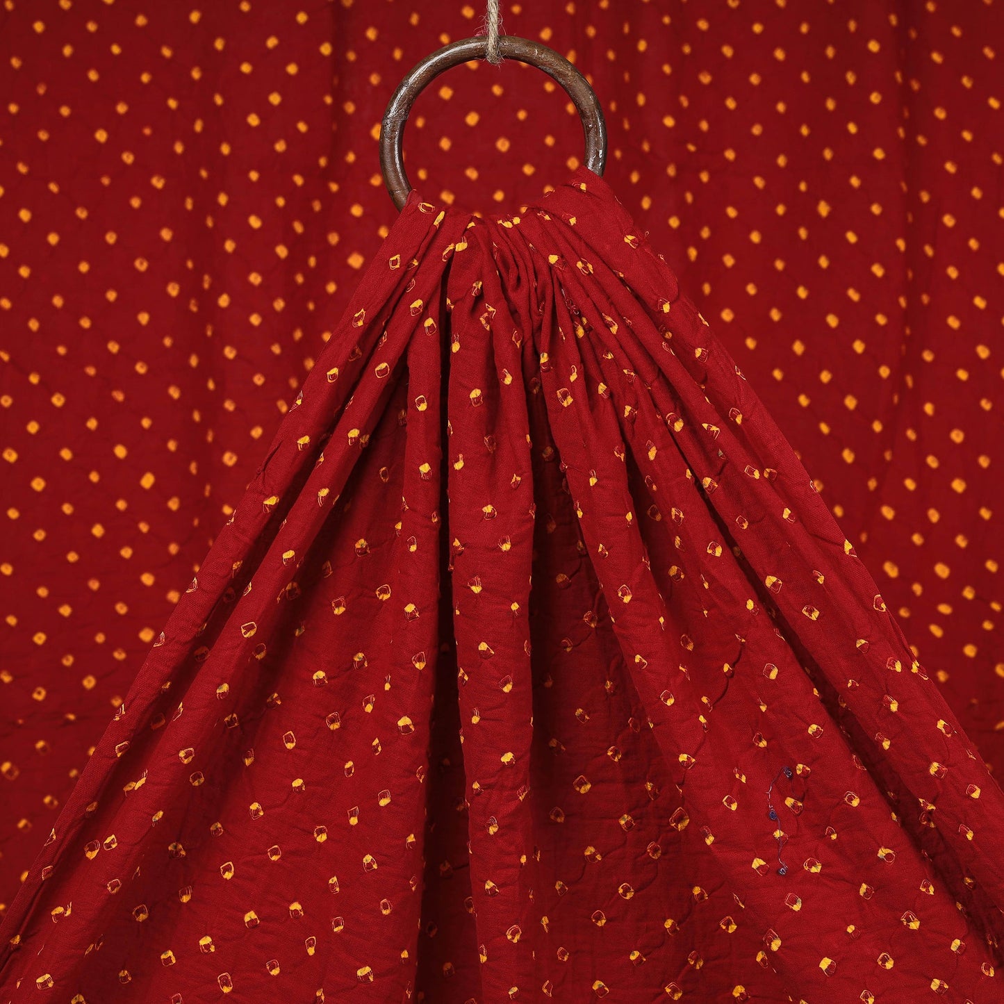 Red Kutch Tie-Dye Mul Cotton Bandhani Fabric