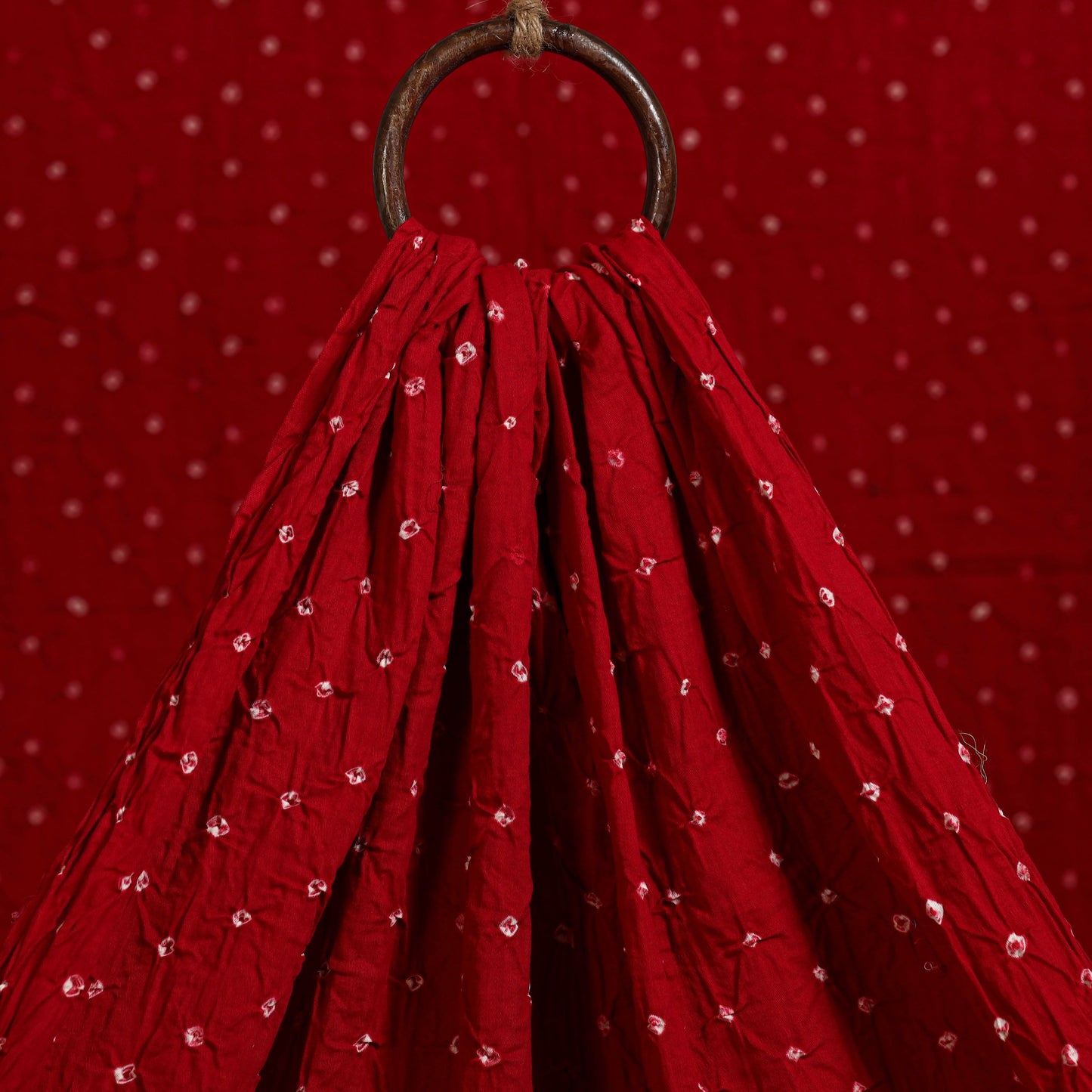 Red - kutch tie-dye cotton bandhani fabric 04 - handcrafted