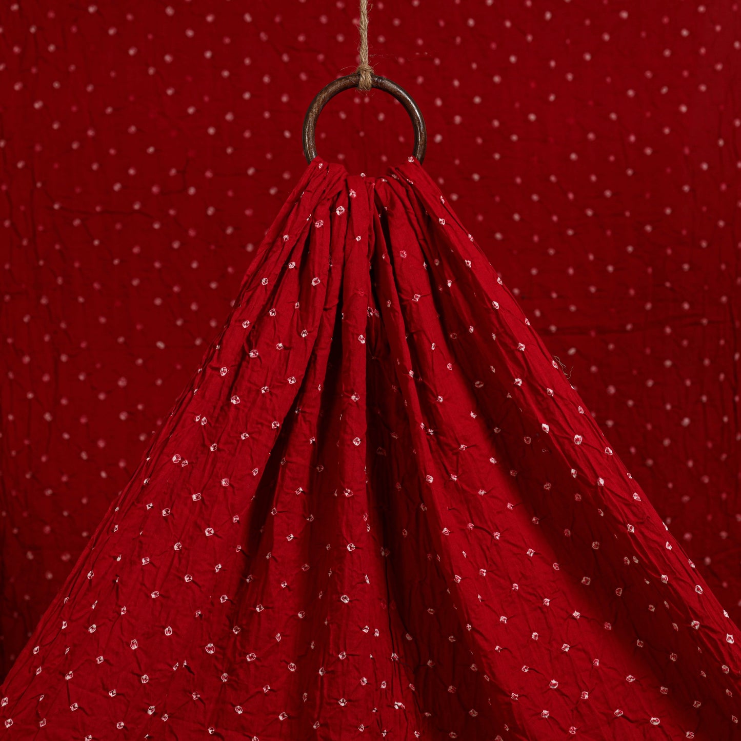 Red - kutch tie-dye cotton bandhani fabric 04 - handcrafted